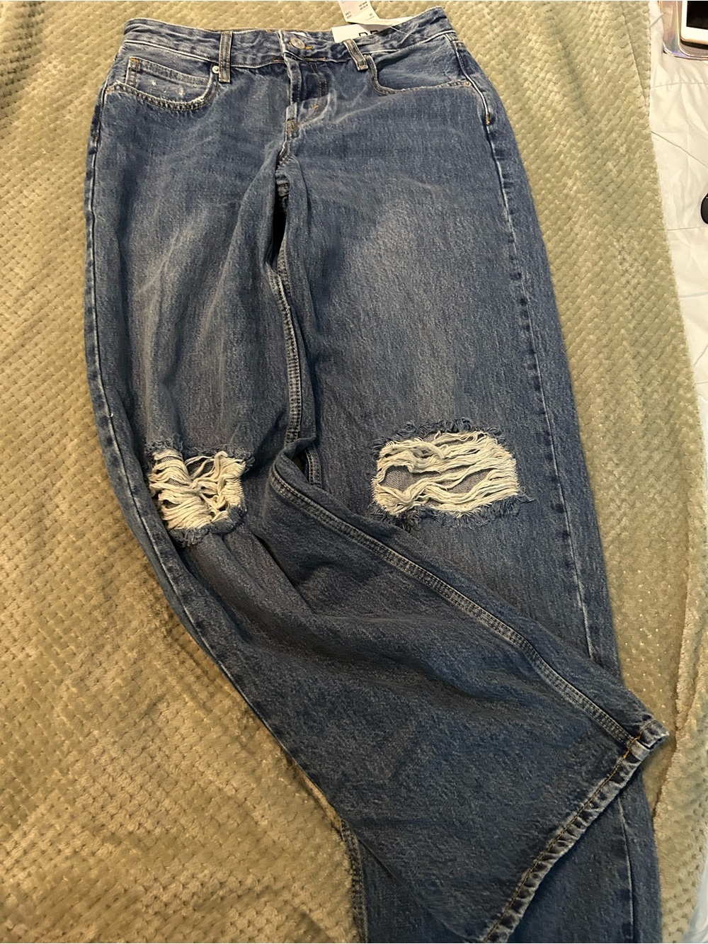Urban Outfitters Distressed Blue Wide-Leg Jeans